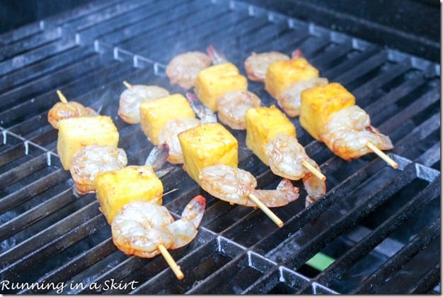 Shrimp Pineapple Kabobs on the grill.