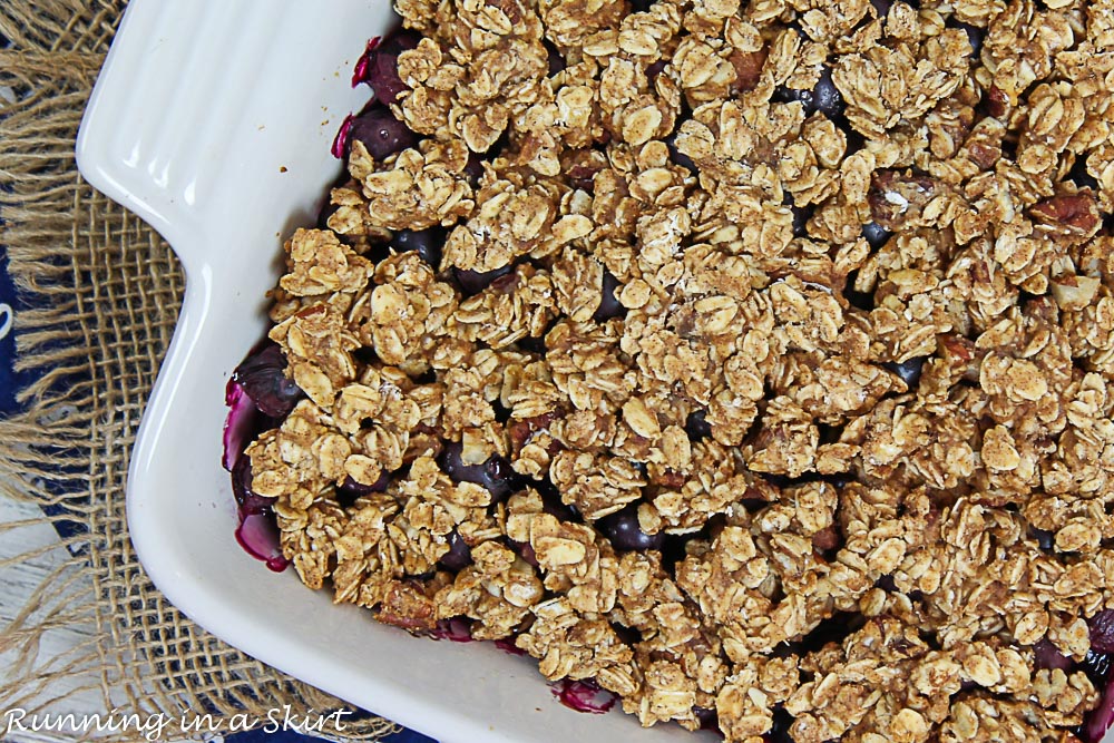 Finished Healthy Blueberry Crisp.