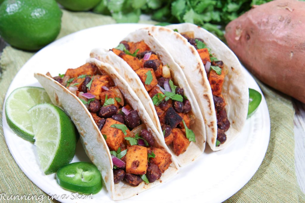 Sweet Potato and Black Bean Tacos on a plate.