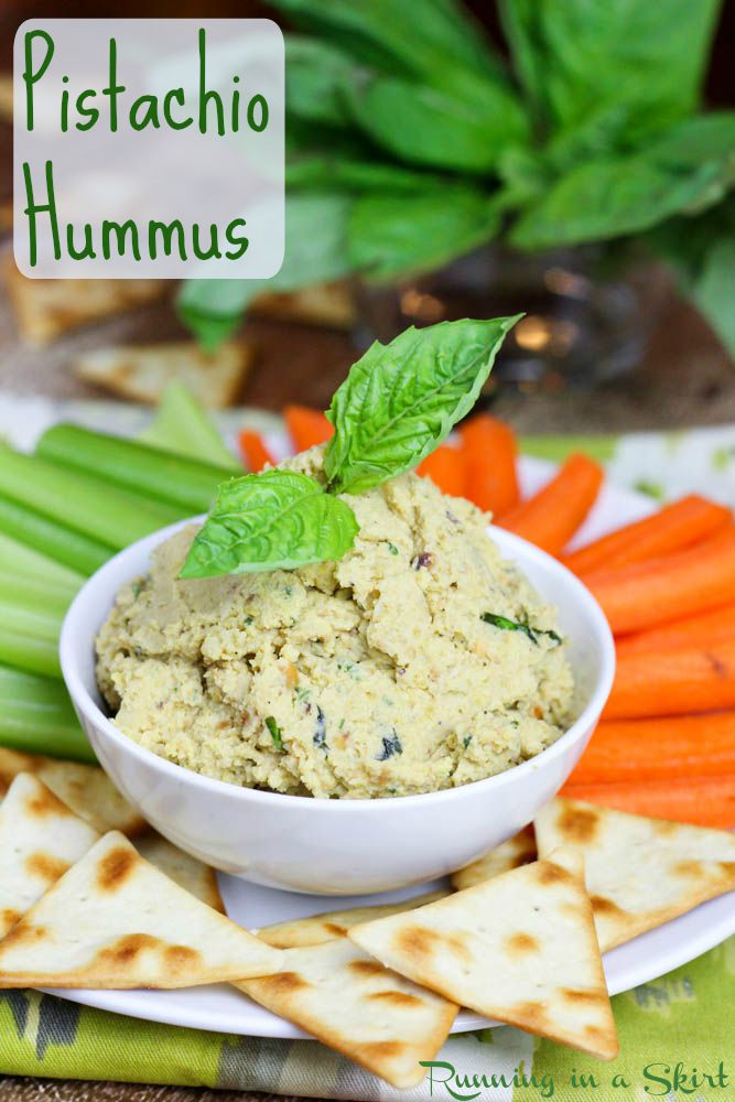 Pistachio Hummus - a delicous twist on humus! Perfect for a dip or sandwich/ Running in a Skirt