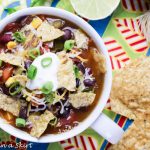 Vegetarian Taco Soup Crock Pot Recipe - so tasty and simple! Perfect weekday meal./ Running in a Skirt