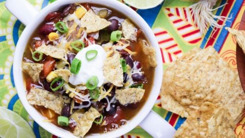 Vegetarian Taco Soup Crock Pot Recipe - so tasty and simple! Perfect weekday meal./ Running in a Skirt