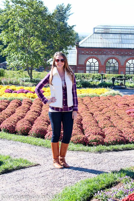 Perfect fall look---> jeans, riding boots, plaid shirt and puffer vest! Pictures at the Biltmore Estate! / Running in a Skirt