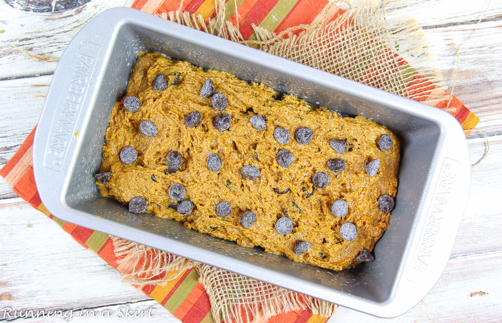 Process photos showing the Pumpkin Bread before it's baked.