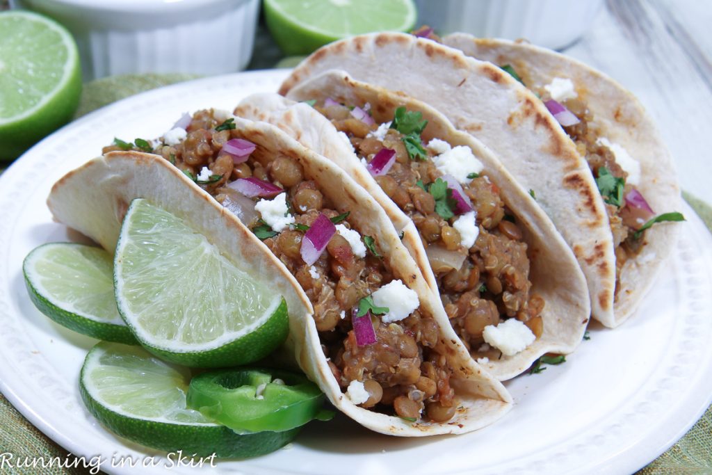Crock Pot Lentil Tacos on a plate.