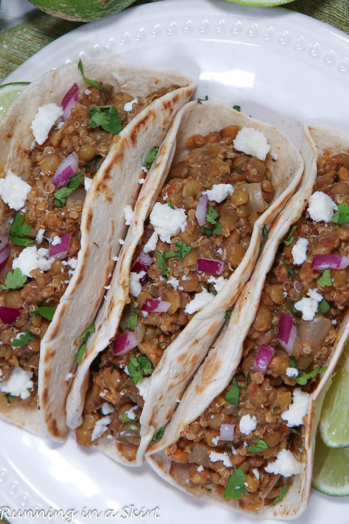 Crock Pot Lentil Tacos overhead shot