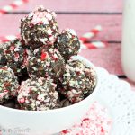 Peppermint Fudge No Bake Energy Bites Recipe - healthy festive bites of chocolate fun!/ Running in a Skirt