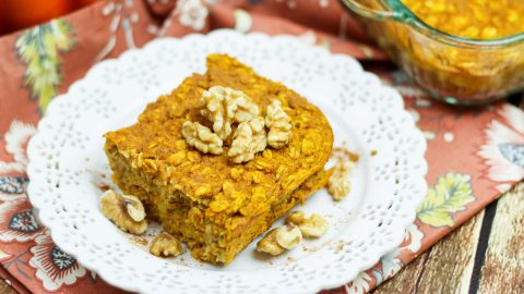 Pumpkin Pie Baked Oatmeal- whole foods, clean eating breakfast for fall!/ Running in a Skirt