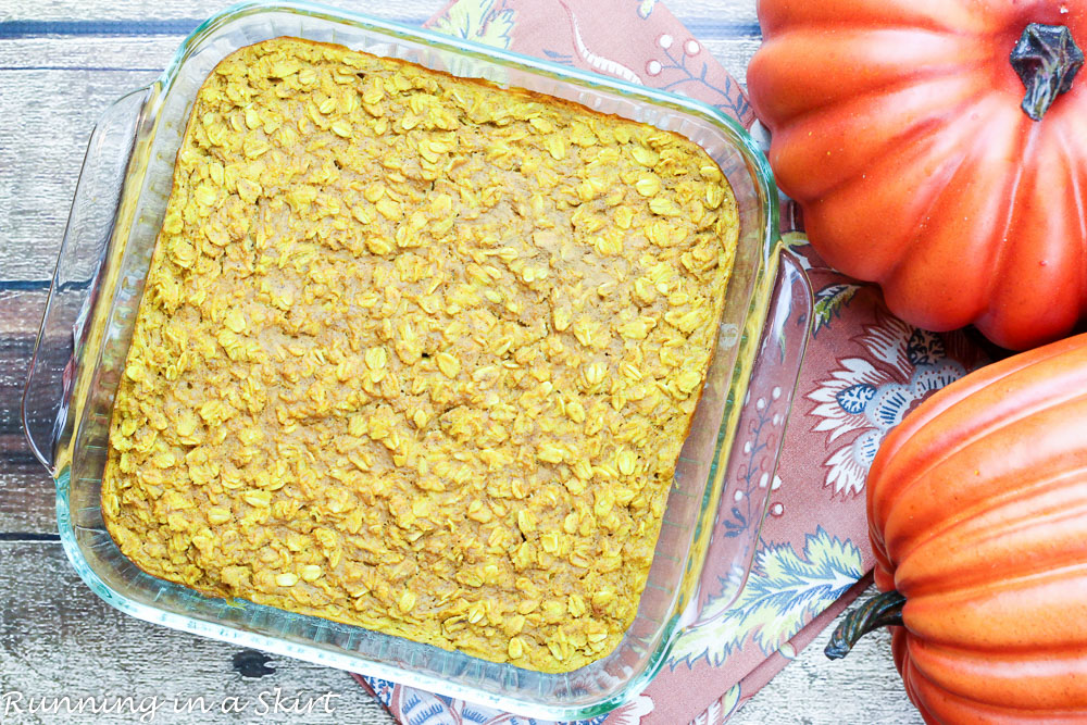 Pumpkin Pie Baked Oatmeal- whole foods, clean eating breakfast for fall!/ Running in a Skirt