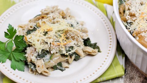 Skinny Spinach, Parmesan and Lemon Vegetarian Baked Penne/ Running in a Skirt