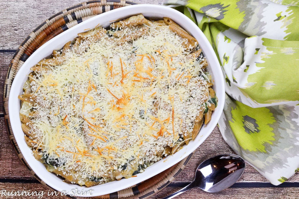 Skinny Spinach, Parmesan and Lemon Vegetarian Baked Penne/ Running in a Skirt