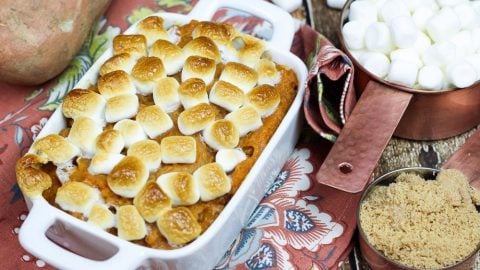 Best Sweet Potato Casserole with Marshmallows - My Mom's famous recipe- the real deal with butter and brown sugar- doesn't get any better than this!/ Running in a Skirt