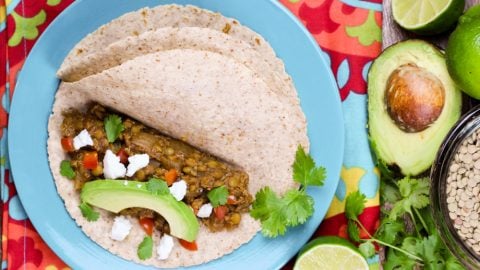 Crock Pot Lentil Taco Recipe- Lentil Quinoa Tacos area meaty, hearty, plant based, tasty vegetarian taco / Running in a Skirt