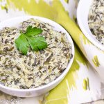 Low Fat Crock Pot Creamed Spinach- cheesy and delicious! Perfect for a holiday meal! / Running in a Skirt