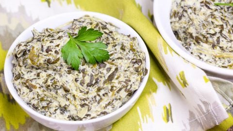 Low Fat Crock Pot Creamed Spinach- cheesy and delicious! Perfect for a holiday meal! / Running in a Skirt
