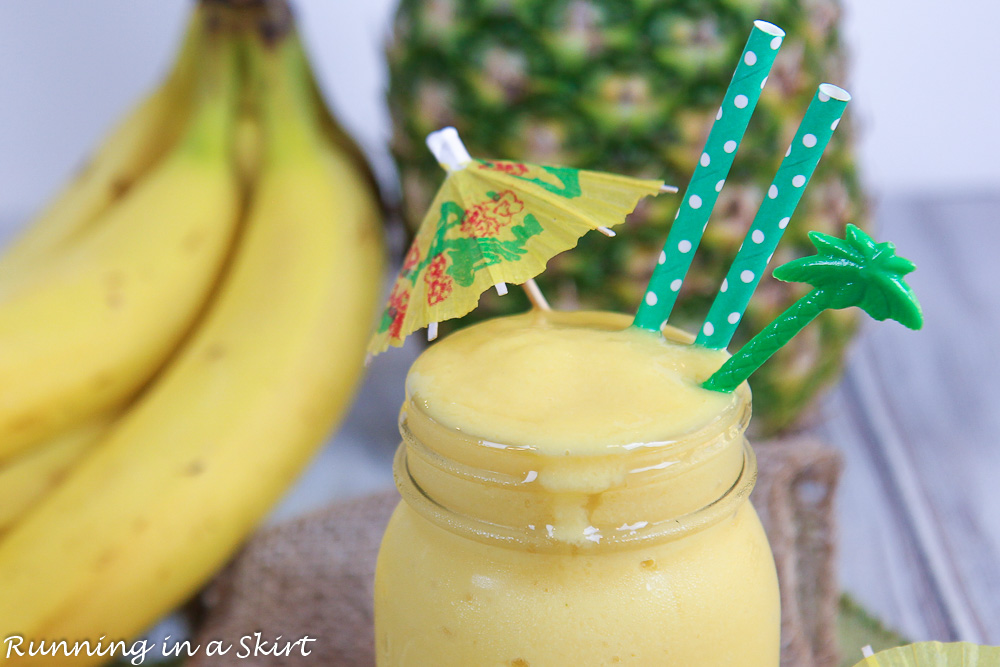 Ingredients for the smoothie.... Pineapple, mango and drink straws.