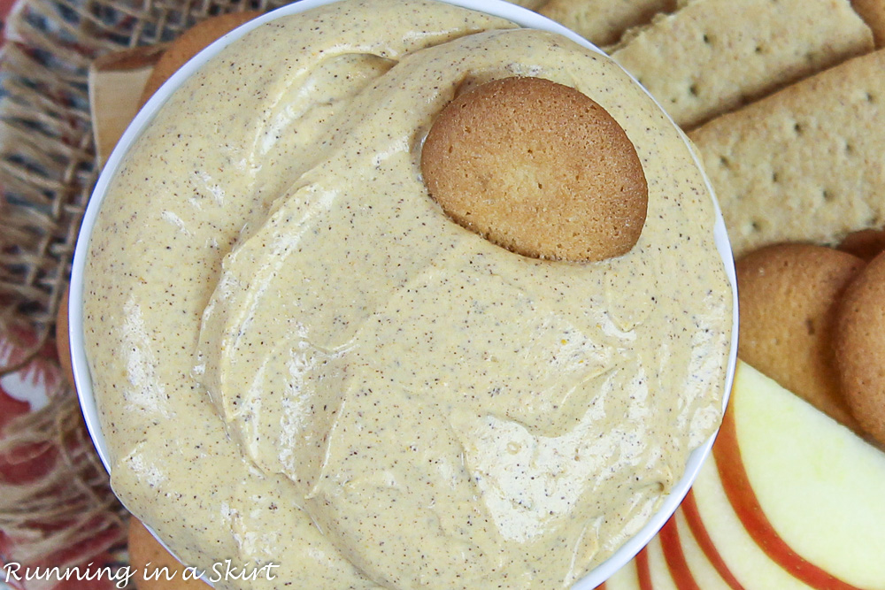 Overhead shot of the Healthy Cheesecake Pumpkin Dip.