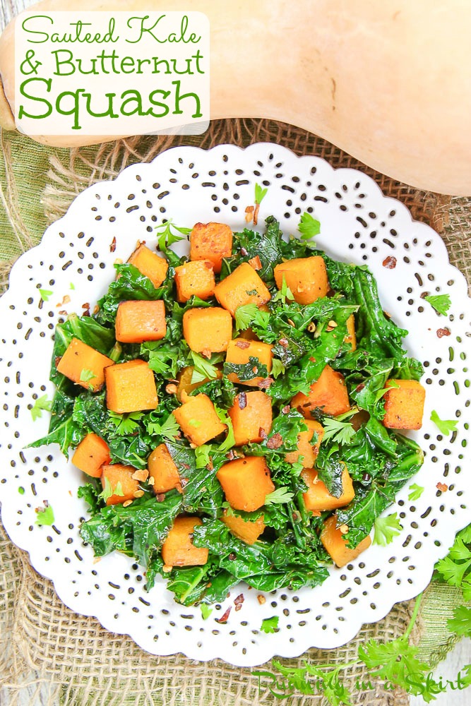 Sauteed Butternut Squash and Kale pinterest pin.