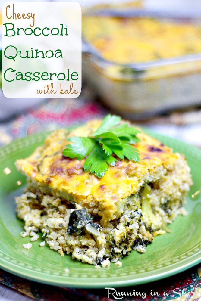 Cheesy Broccoli Quinoa Casserole with kale - "healthy" comfort food! / Running in a Skirt