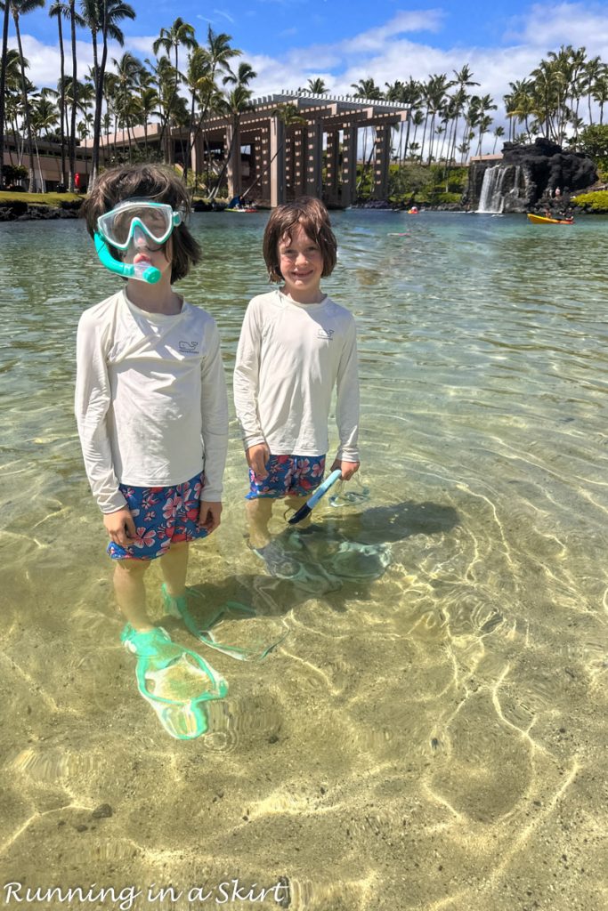 Hilton Waikoloa Village Review Kids in Lagoon