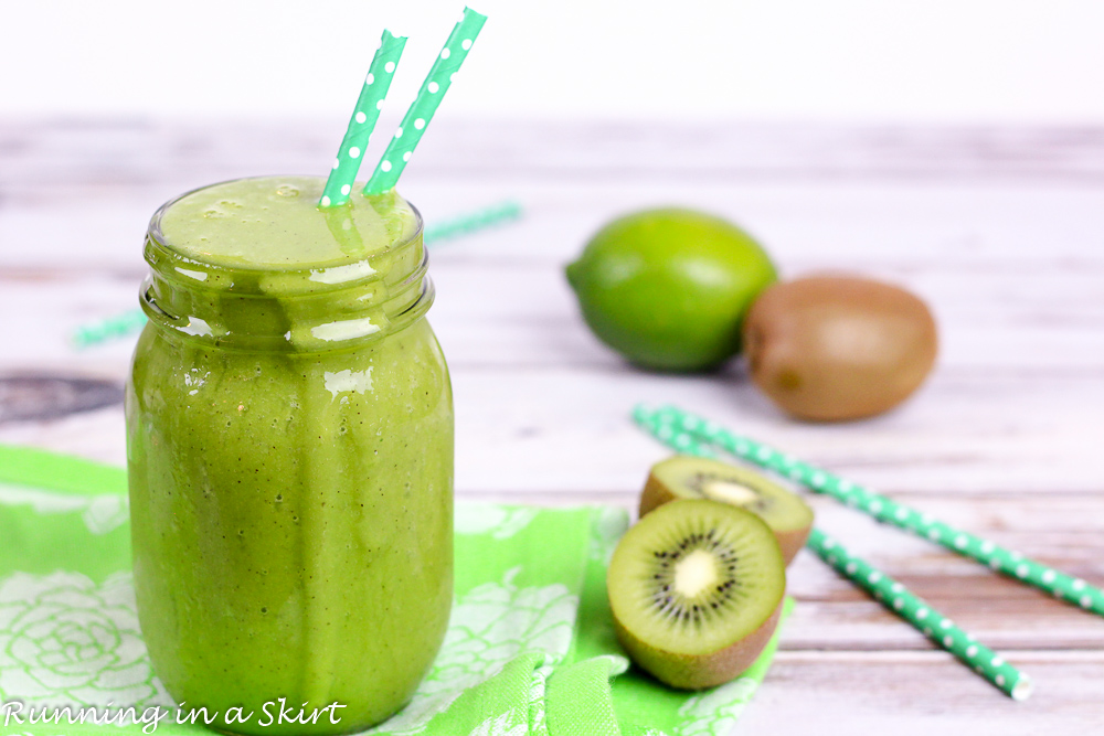 Honey Dew Kiwi Smoothie recipe. Vegan, Vegetarian, Creamy, Healthy and delicious!/ Running in a Skirt