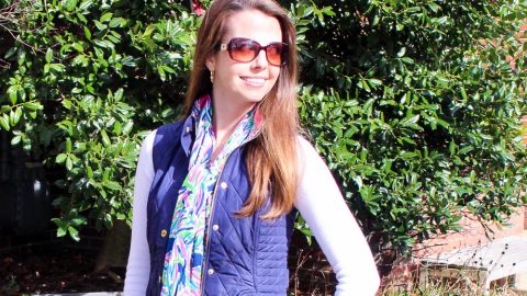 Lilly Pulitzer Navy Vest and Scarf / Running in a Skirt