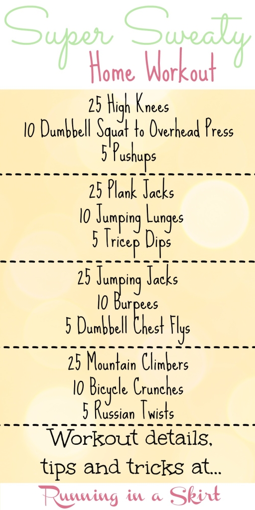 Super Sweaty Home Workout - workout routine and inspiration to break a full body sweat/ Running in a Skirt