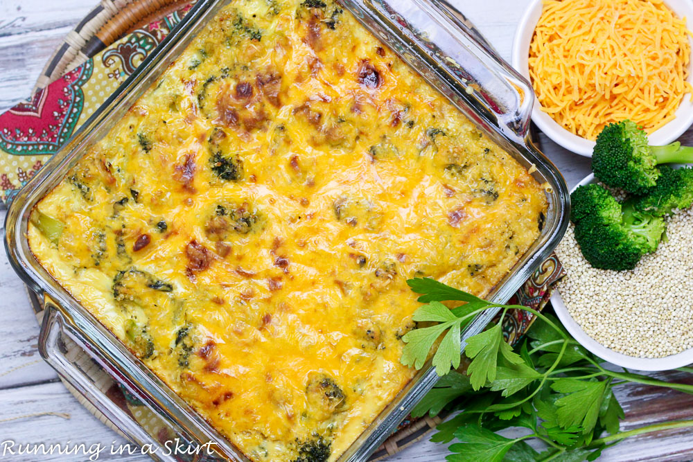 Cheesy Broccoli Quinoa Casserole with kale - "healthy" comfort food! / Running in a Skirt