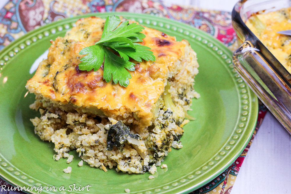 Cheesy Broccoli Quinoa Casserole with kale - "healthy" comfort food! / Running in a Skirt