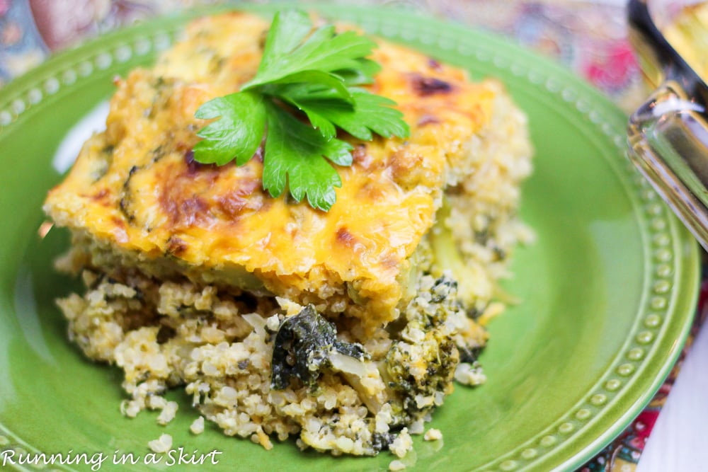 Cheesy Broccoli Quinoa Casserole with kale - "healthy" comfort food! / Running in a Skirt