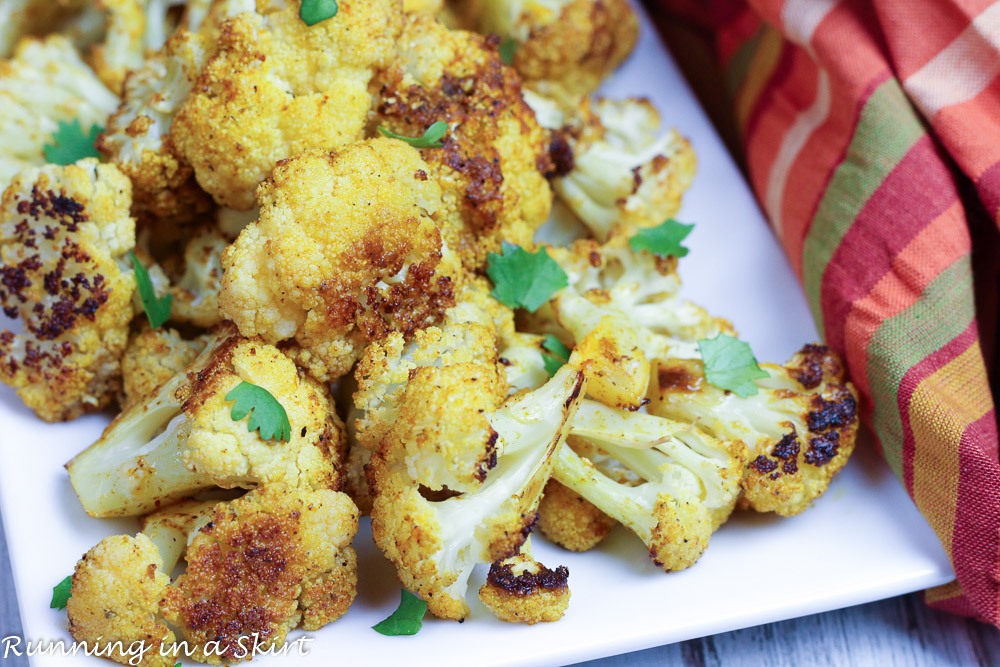 Roasted Cauliflower Curry on a white plate.