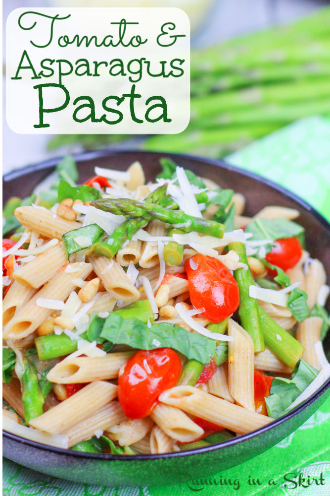 Asparagus Pasta Recipe with tomatoes Pinterest Pin