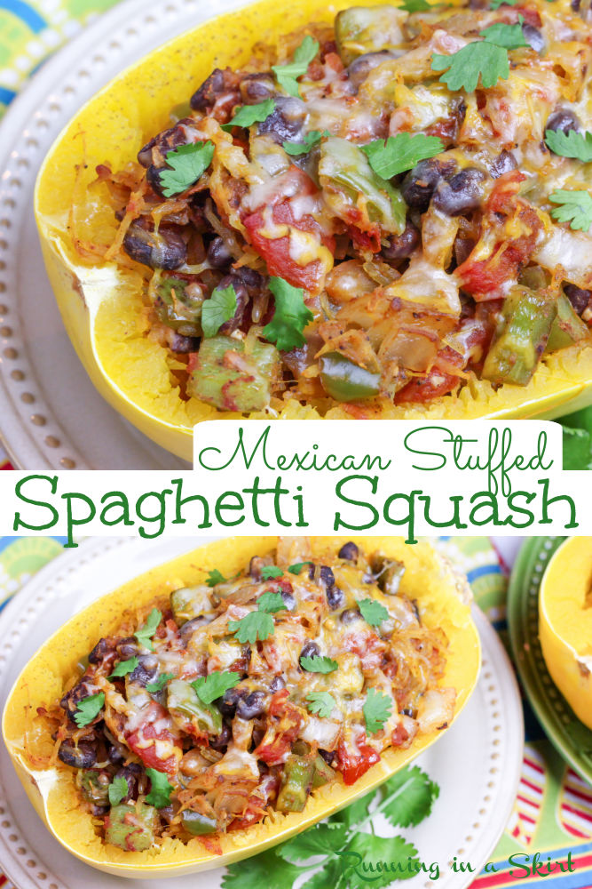 Mexican Stuffed Spaghetti Squash Vegetarian Pinterest Collage