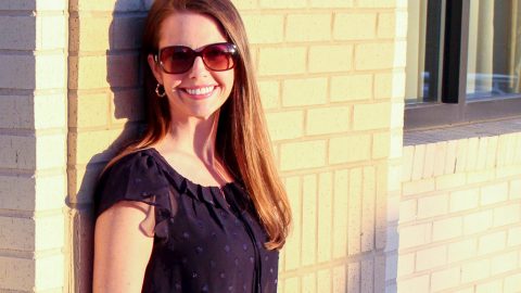 Navy Sheer Shirt and Jeans / Running in a Skirt