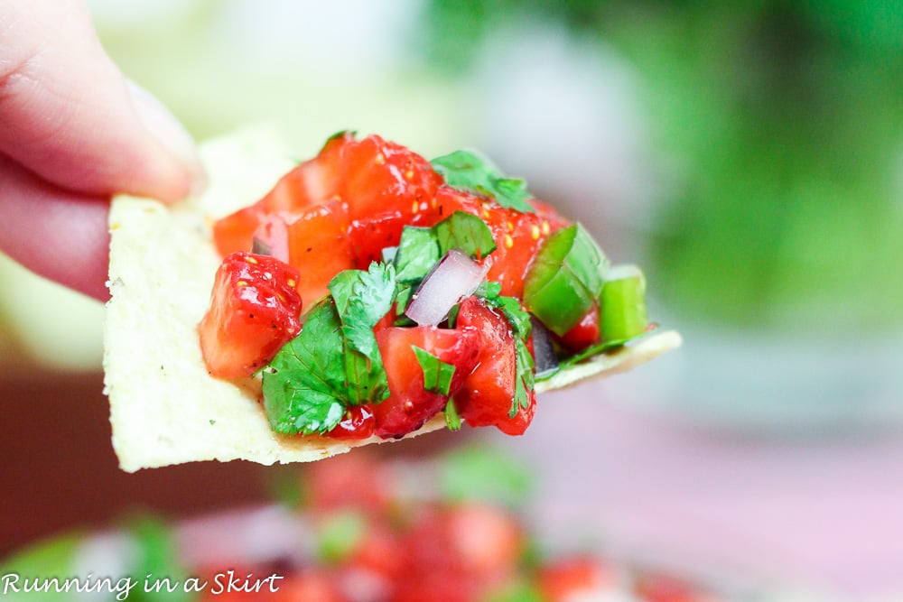 Strawberry Salsa on a chip