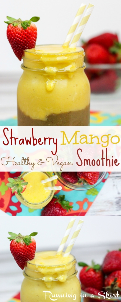 Healthy Strawberry and Mango Smoothie Recipe - healthy and vegan/ Running in a Skirt