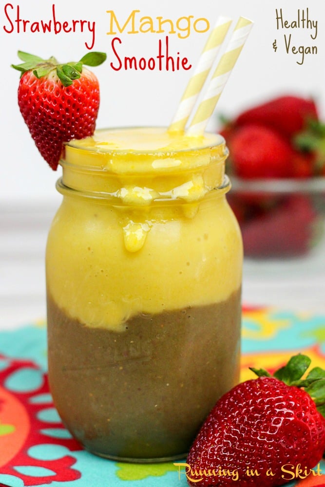 Healthy Strawberry and Mango Smoothie Recipe - healthy and vegan/ Running in a Skirt