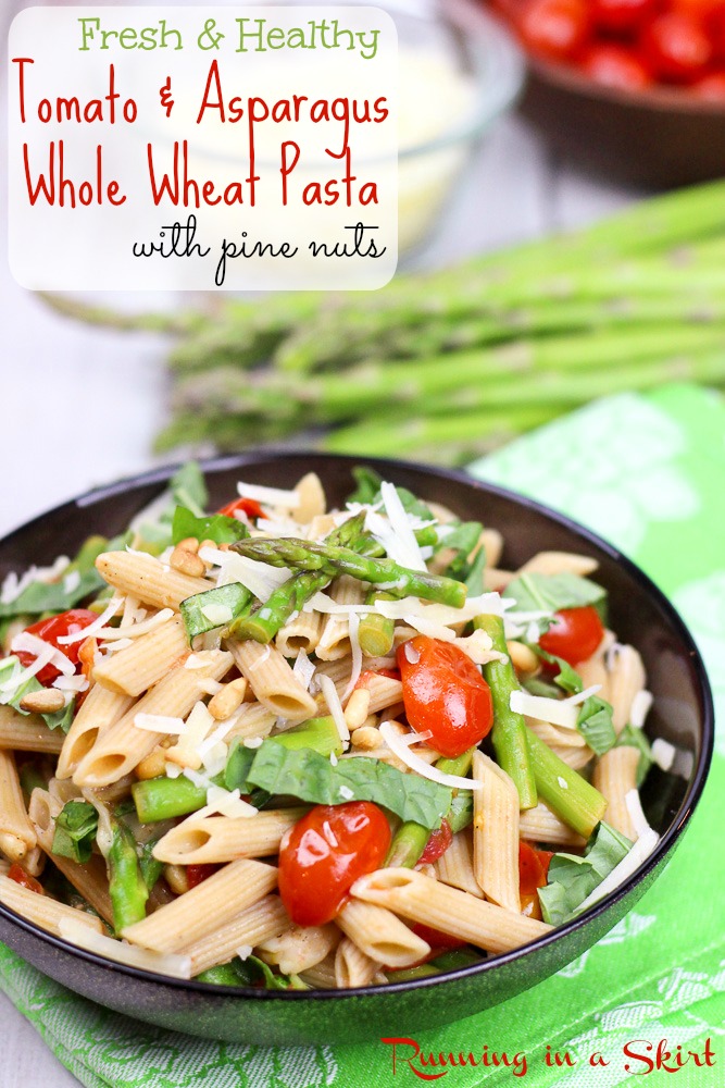 Fresh, Healthy, Vegetarian Tomato and Asparagus Pasta recipe / Running in a Skirt