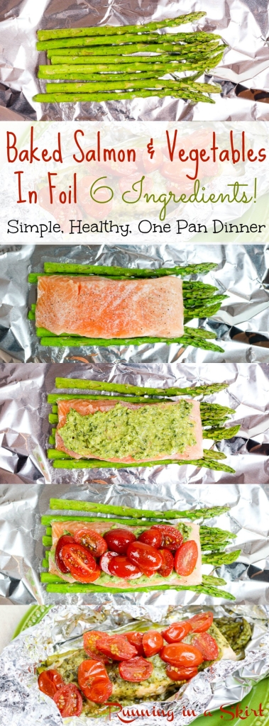 Salmon and Vegetables in Foil. Fresh asparagus and tomato! Only 6 Ingredients/ Running in a Skirt