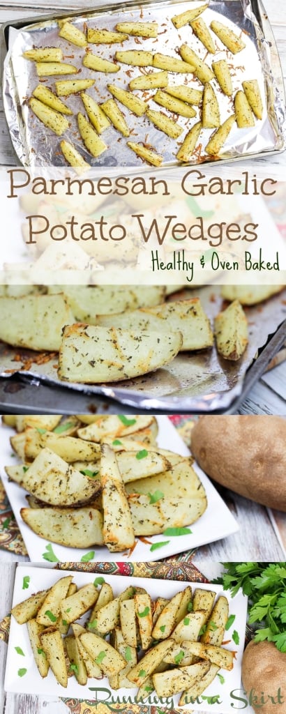 Healthy, Oven Baked Parmesan Garlic Potato Wedges Recipe / Running in a Skirt