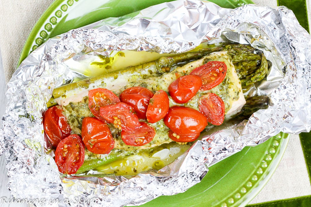 Salmon and Vegetables in Foil. Fresh asparagus and tomato! Only 6 Ingredients/ Running in a Skirt