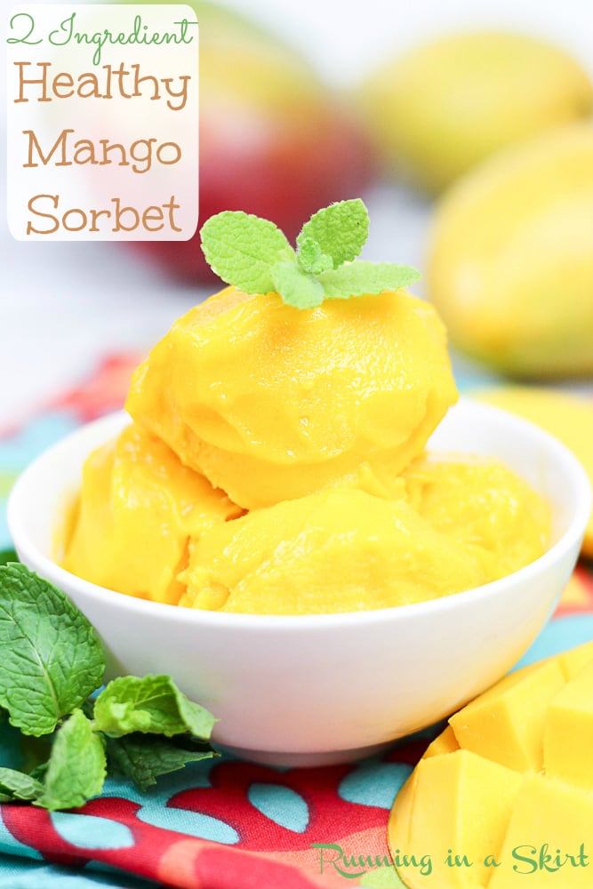 2 Ingredient Healthy Mango Sorbet, clean eating! / Running in a Skirt