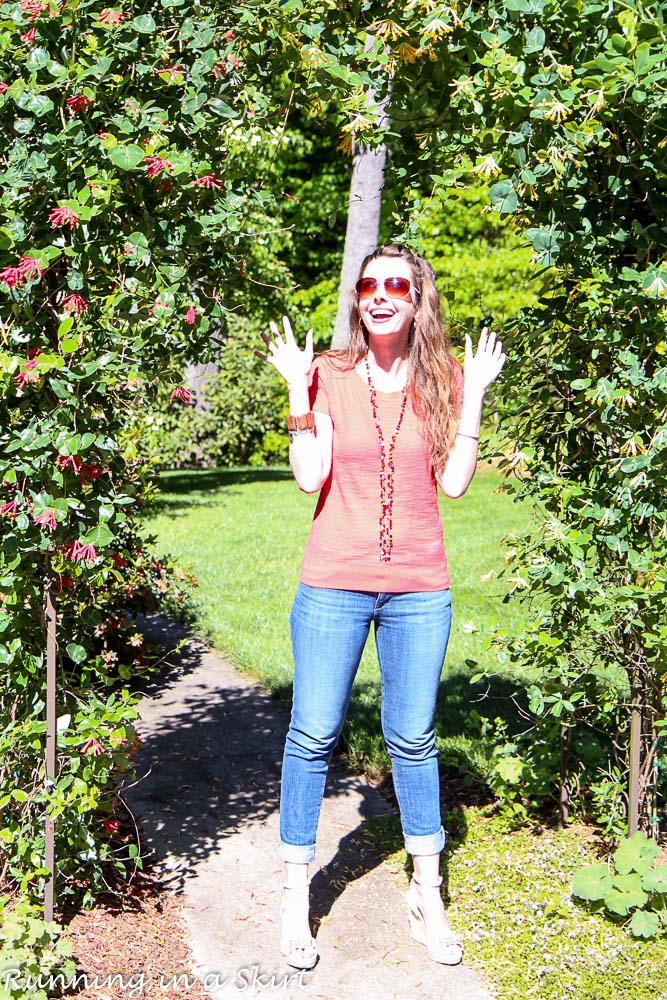 Coral Shirt and Jeans / Running in a Skirt