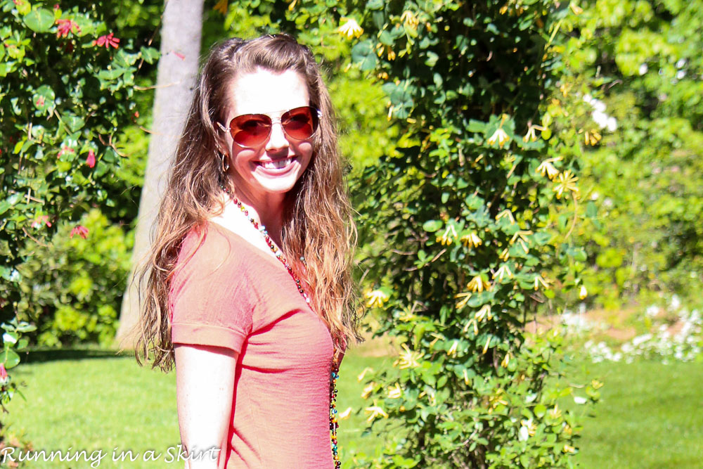 Coral Shirt and Jeans / Running in a Skirt