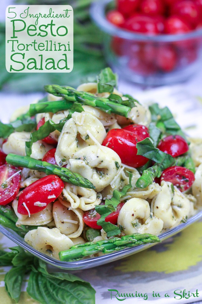 Pesto Tortellini Salad with asparagus pin