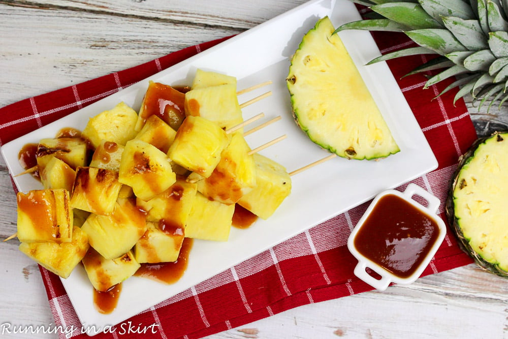 Grilled Pineapple Kabobs with simple, homemade Pineapple BBQ Sauce Recipe / Running in a Skirt