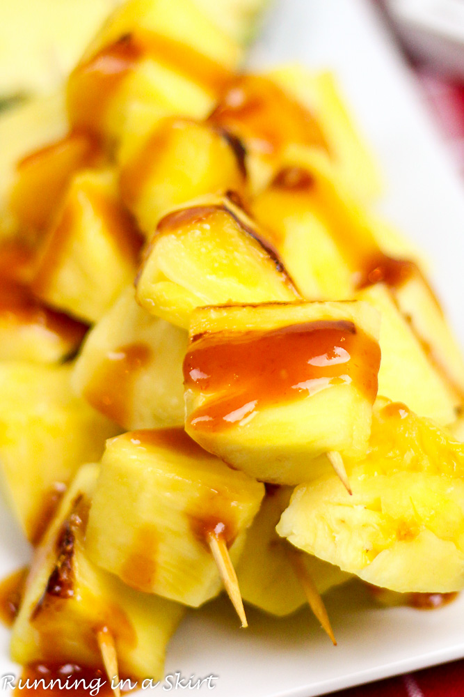 Grilled Pineapple Kabobs with simple, homemade Pineapple BBQ Sauce Recipe / Running in a Skirt