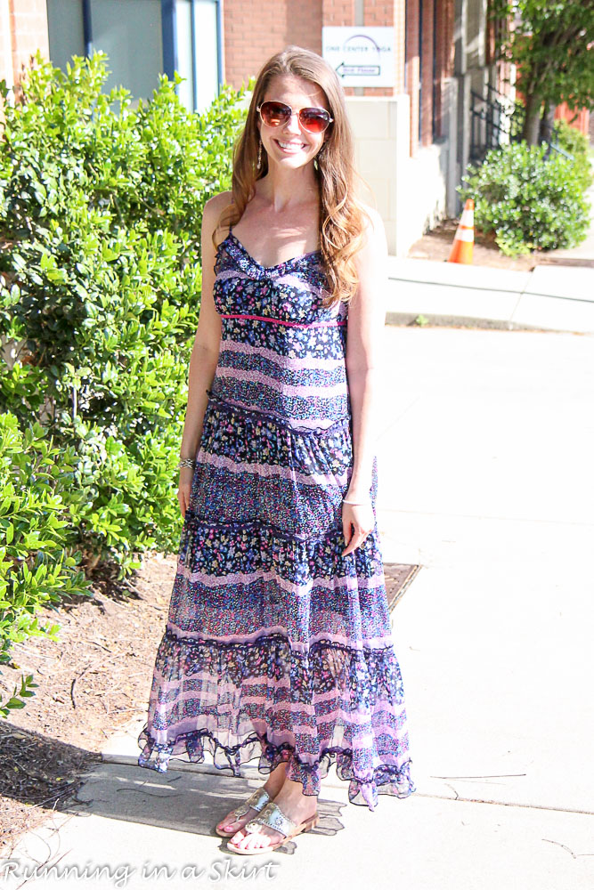 Long Purple Boho Dress / Running in a Skirt