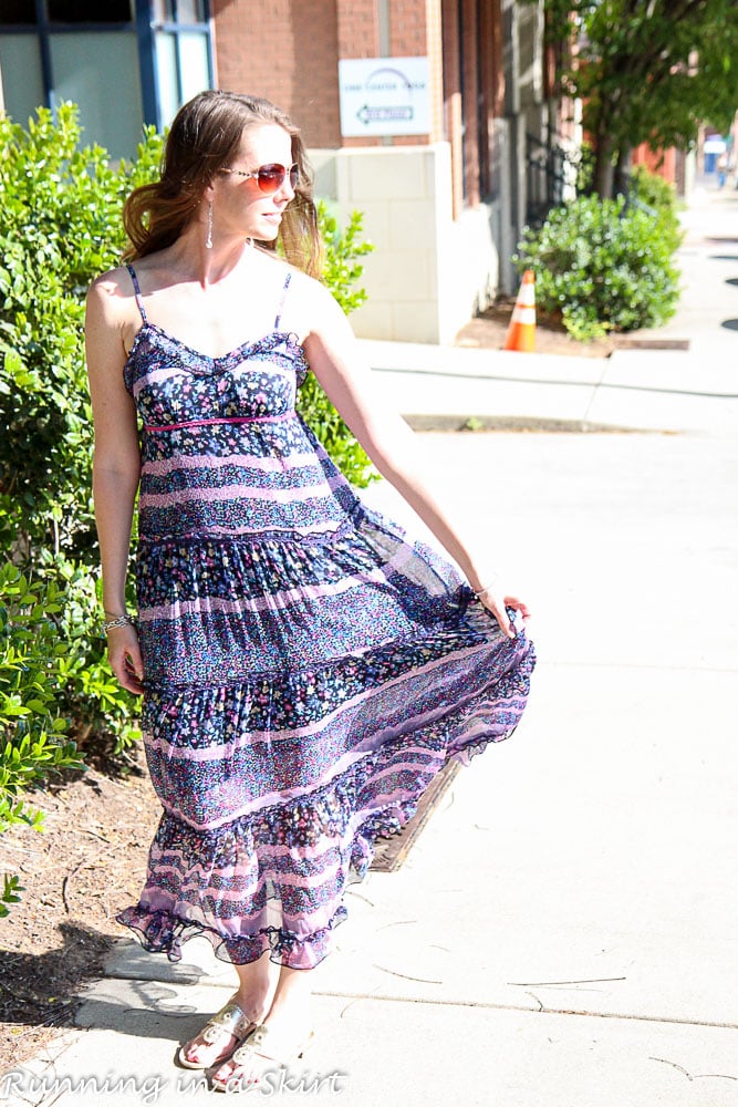 Long Purple Boho Dress / Running in a Skirt