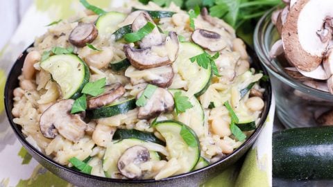 15 Minute One Pot Mushroom Orzo- healthy, easy and hearty vegetarian meal./ Running in a Skirt